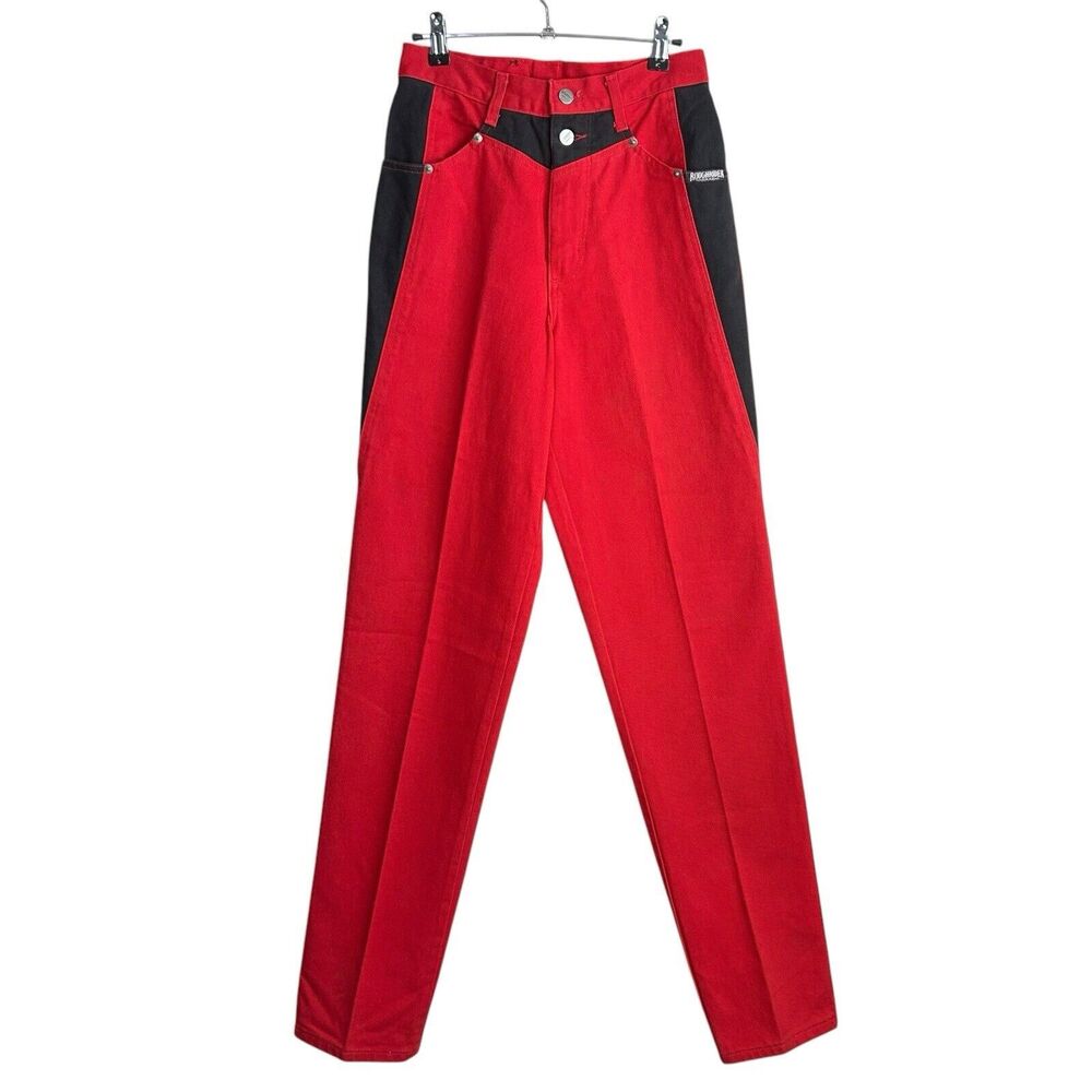 Vtg Roughrider Circle T Red Denim Jeans Womens 11/12 Western High Rise Tapered